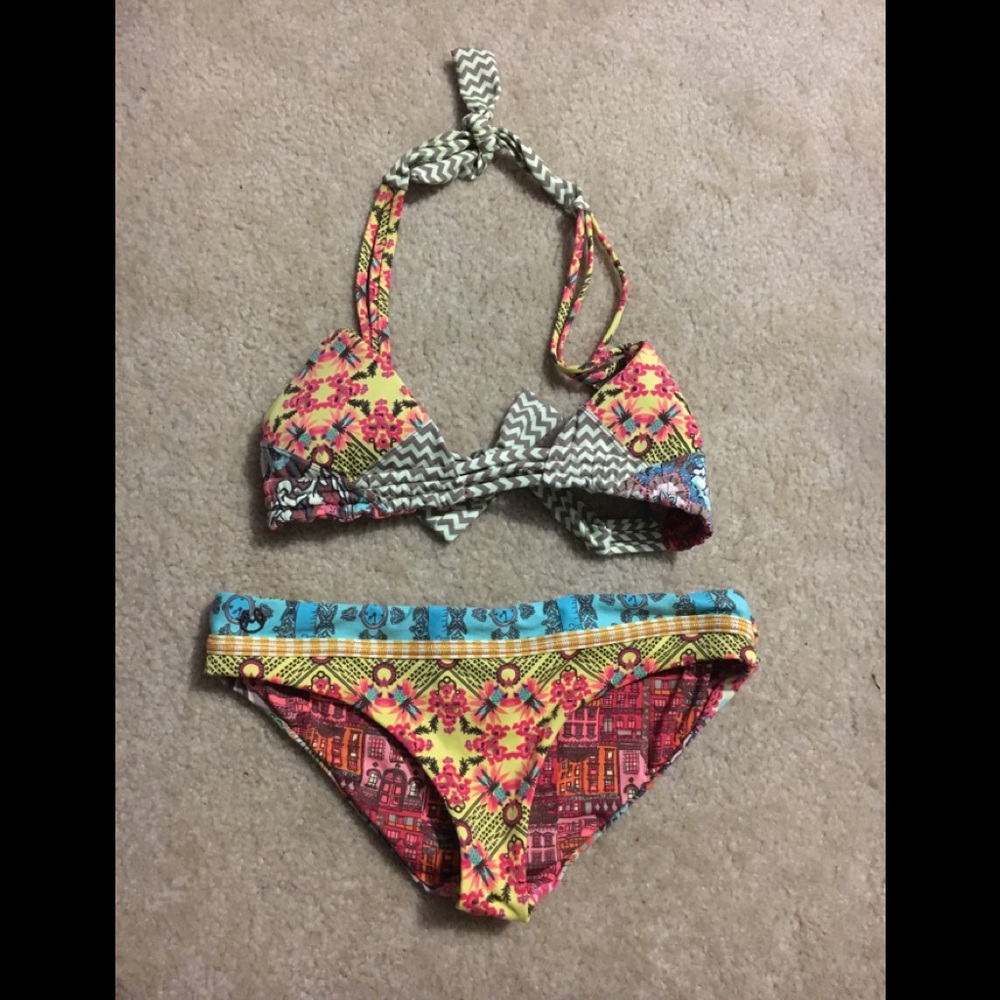 Maaji bikini great colors, double tie halter top.